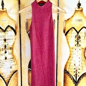 Bebe Metallic Pink Racerback Mini Dress – Size Small